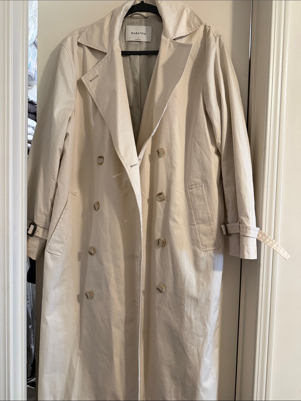 Babaton Cream Double-Breasted Trench Coat